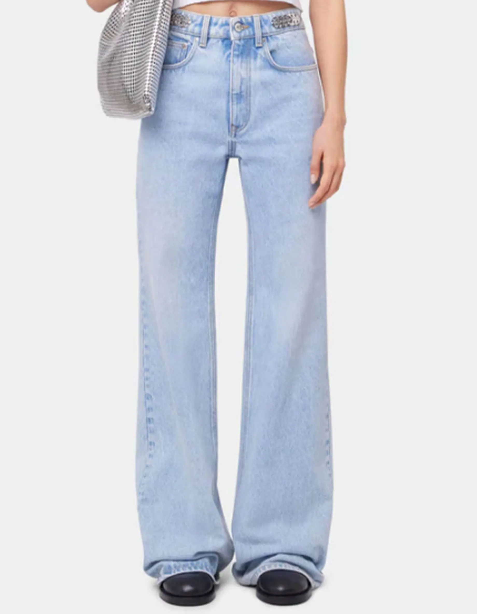 Wide-Leg Jeans mit Metall-Details
