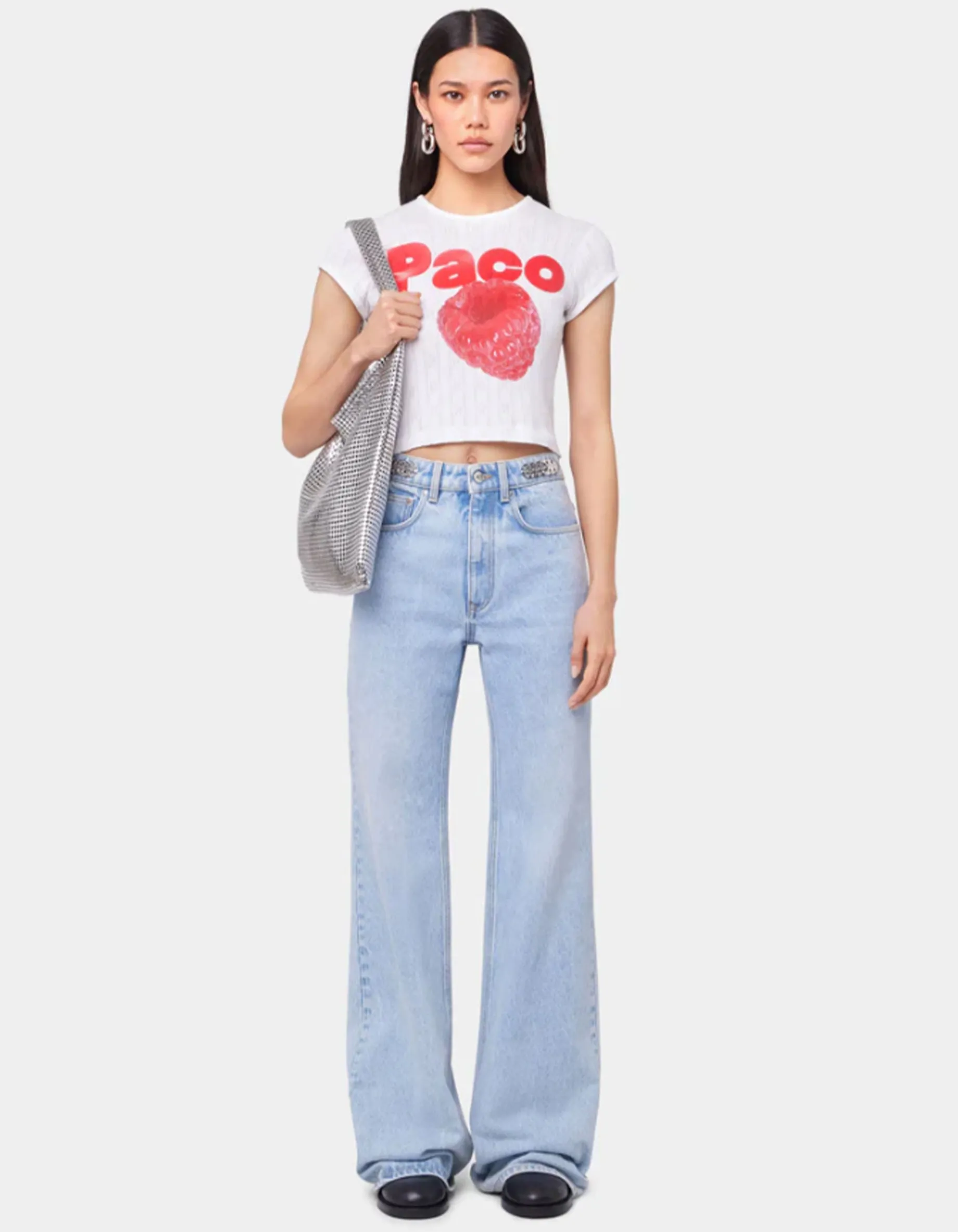Wide-Leg Jeans mit Metall-Details