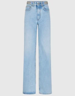 Wide-Leg Jeans mit Metall-Details