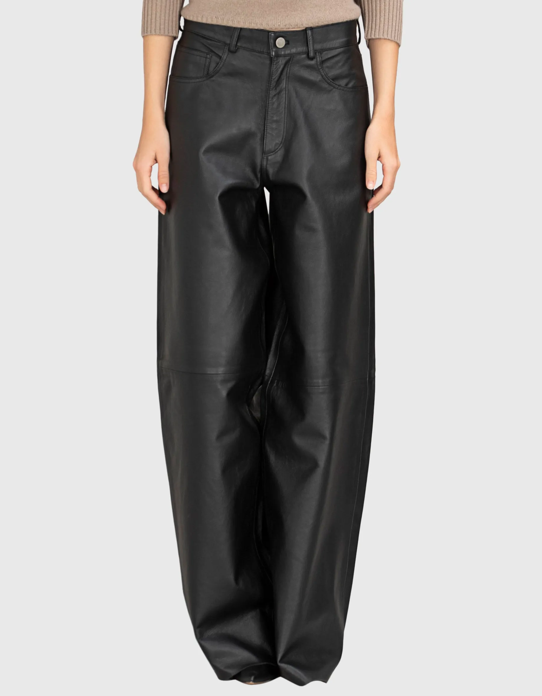 Wide-Leg Leder Hose