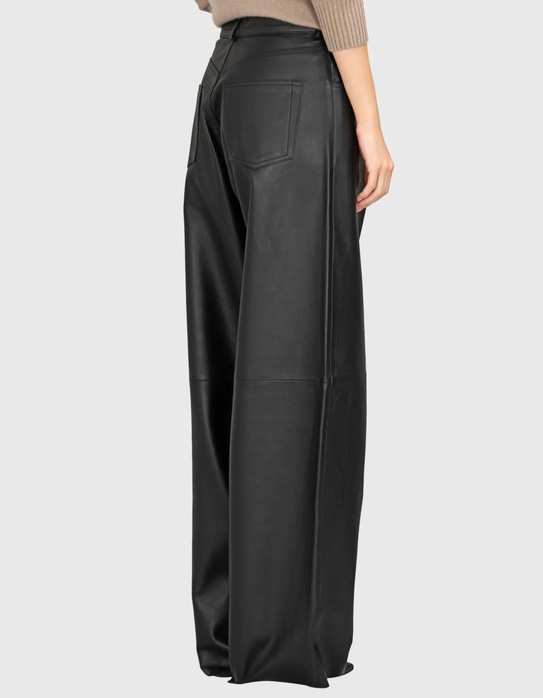Wide-Leg Leder Hose