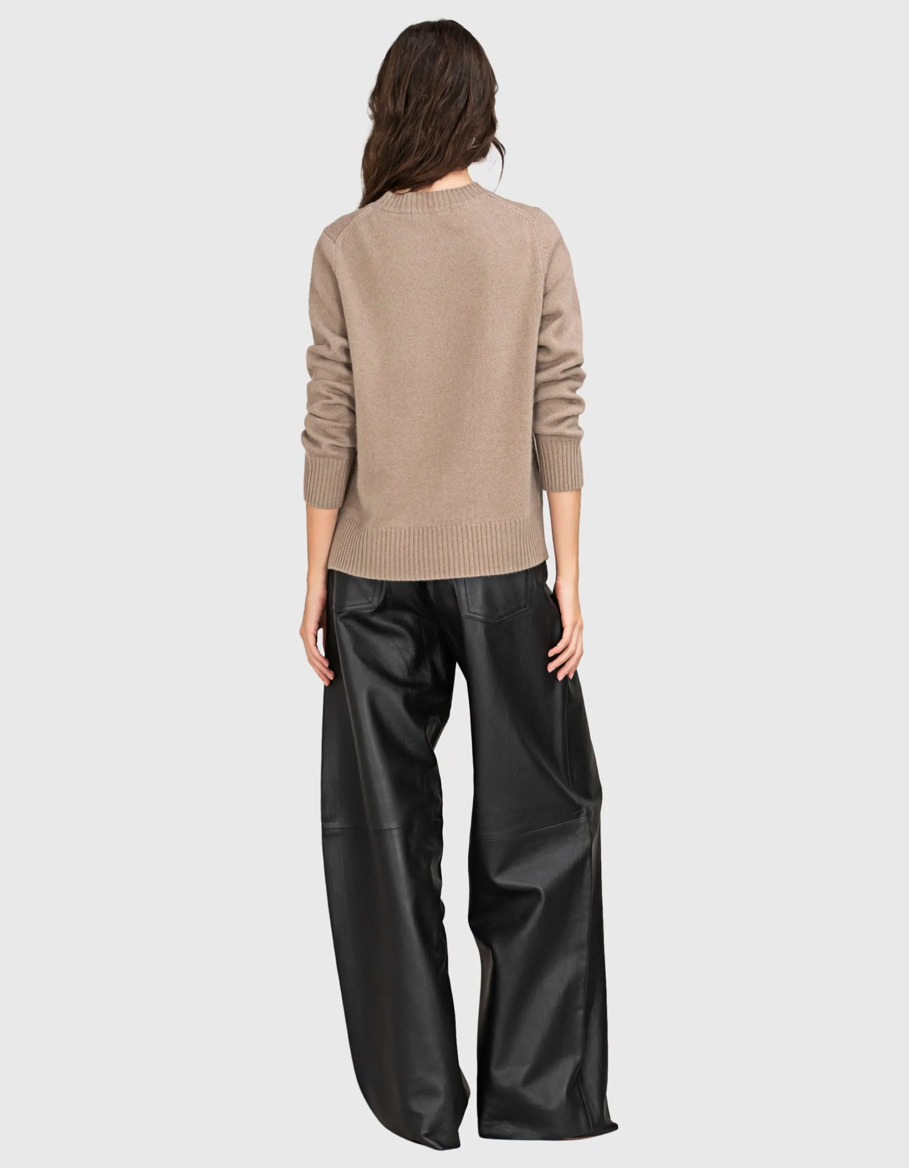 Wide-Leg Leder Hose