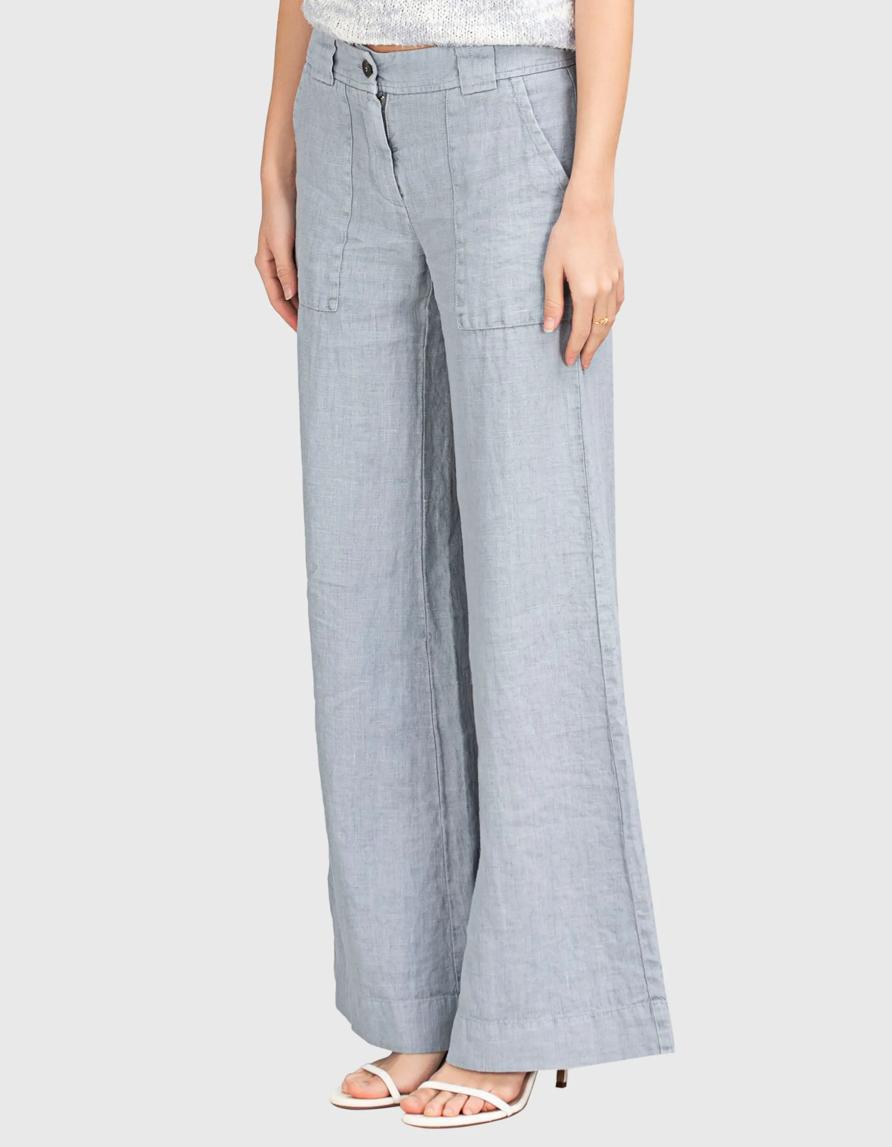 Wide-Leg Leinen Hose