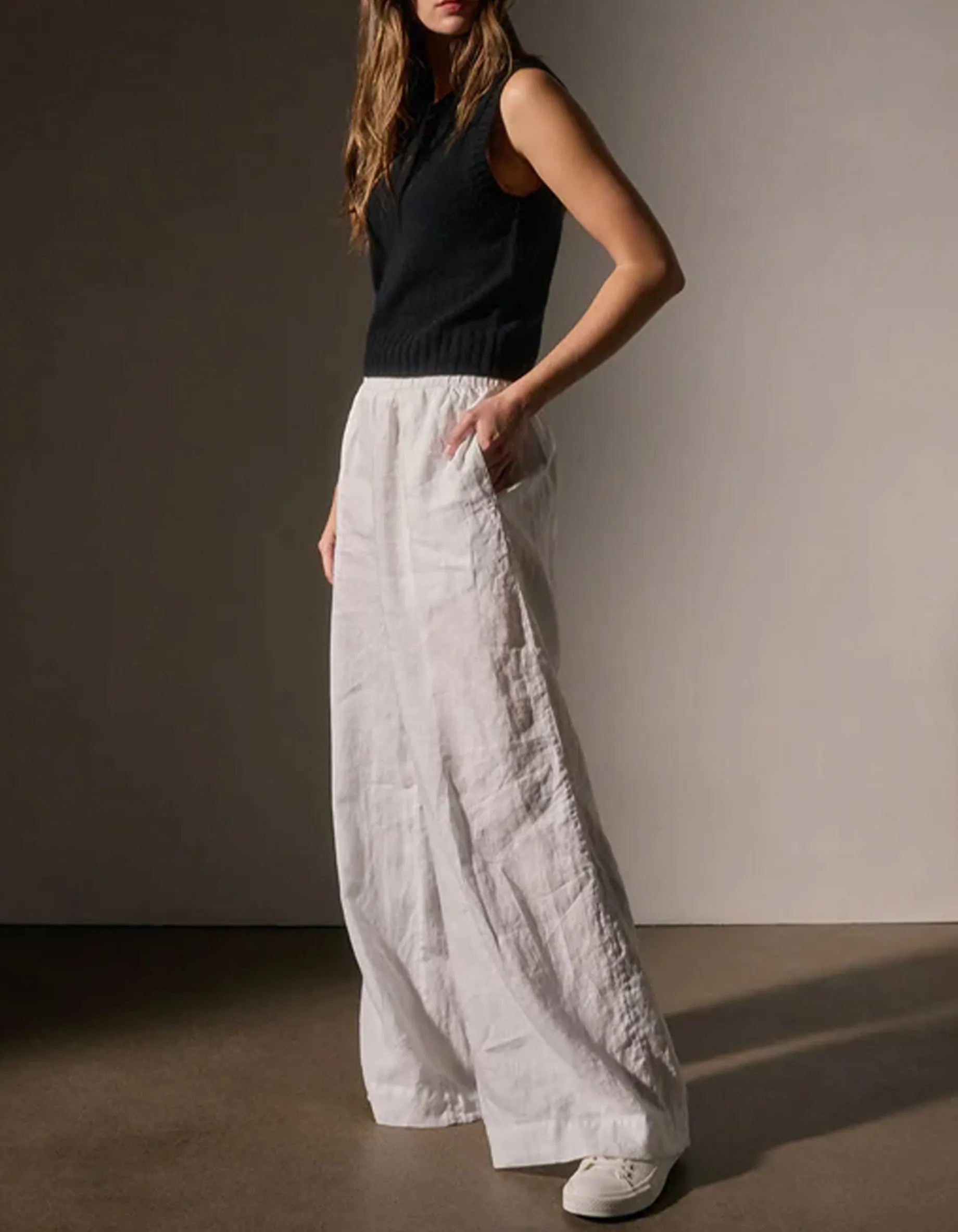 Wide-Leg Leinen Hose