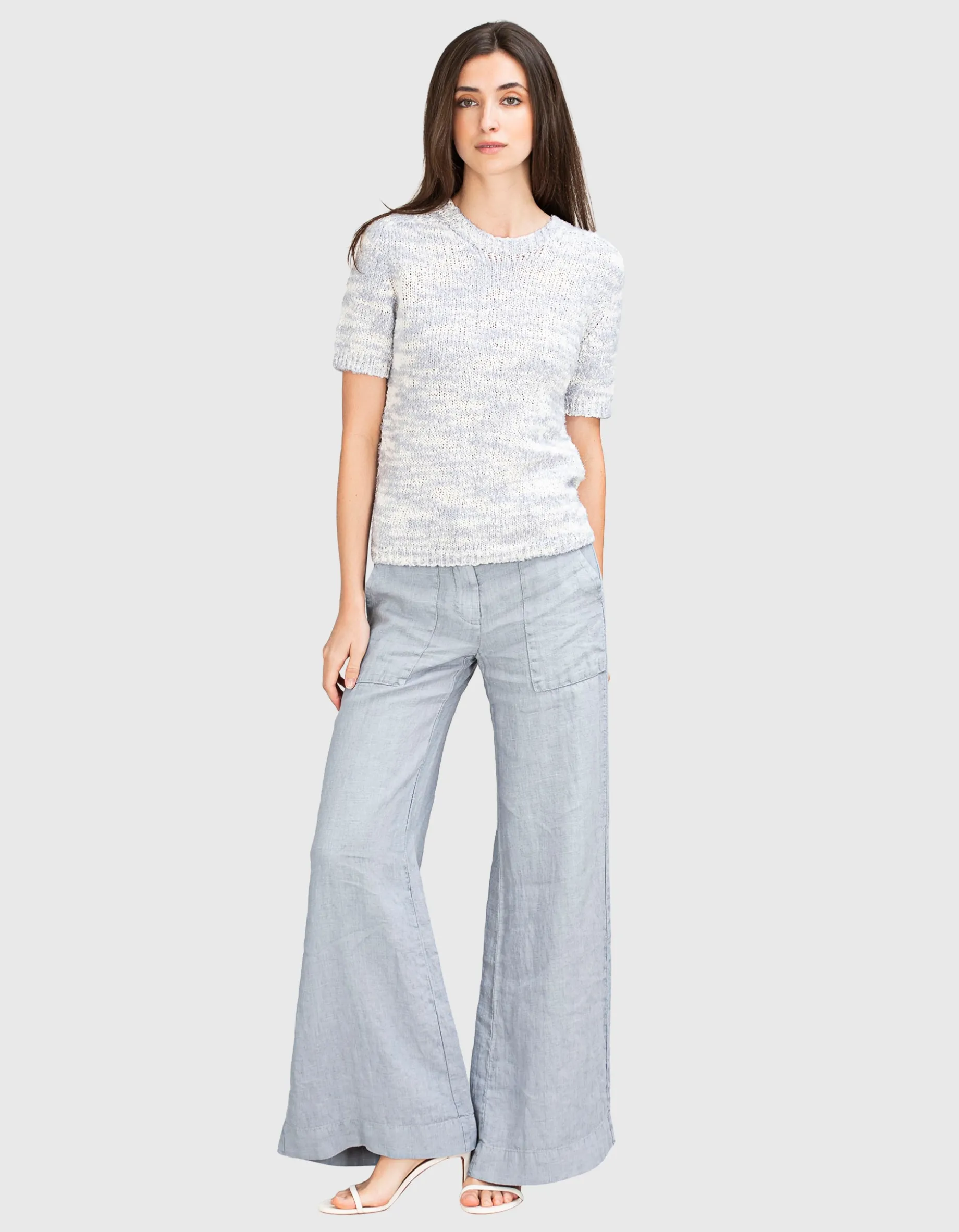 Wide-Leg Leinen Hose