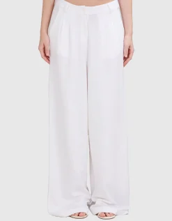 Wide-Leg Leinen-Bundfalten-Hose Plis