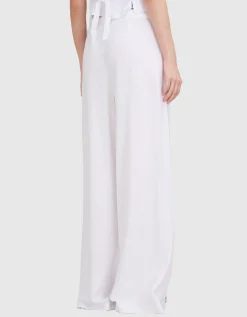 Wide-Leg Leinen-Bundfalten-Hose Plis