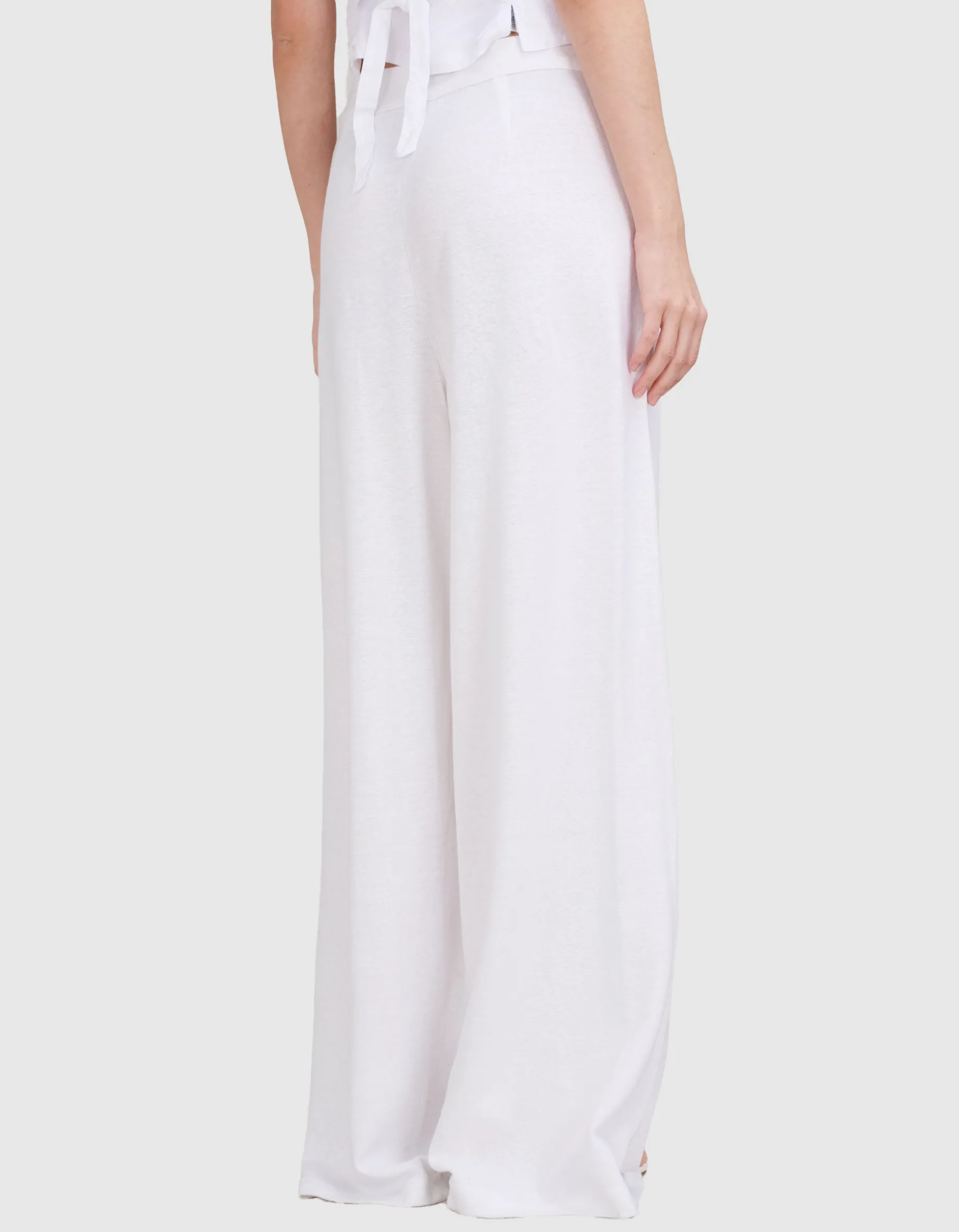 Wide-Leg Leinen-Bundfalten-Hose Plis