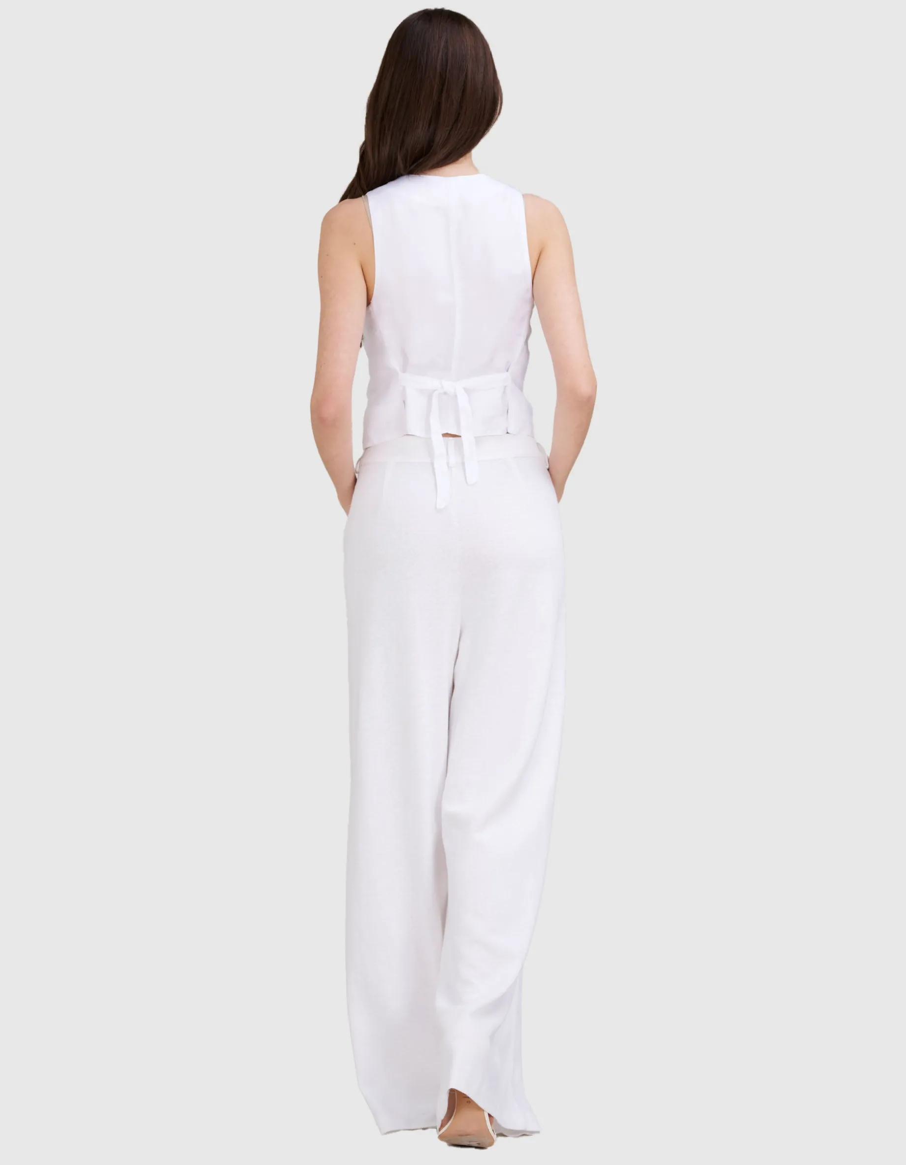 Wide-Leg Leinen-Bundfalten-Hose Plis