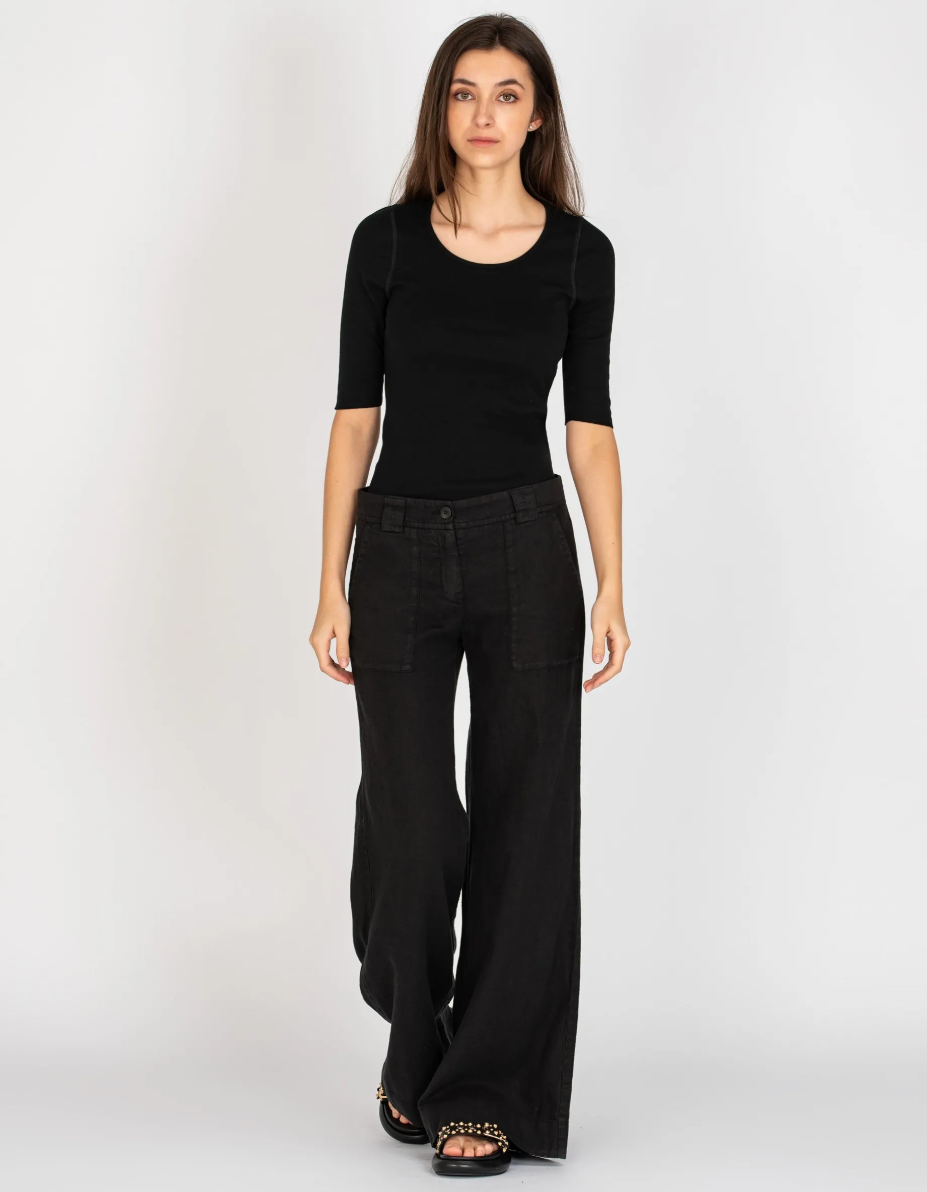 Wide-Leg Leinen-Hose