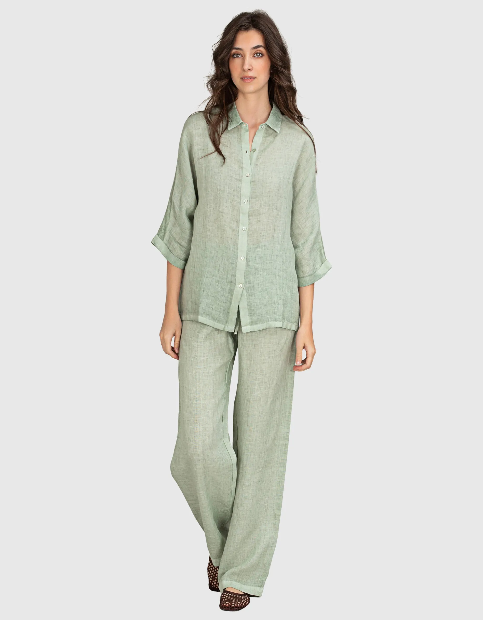 Wide-Leg Leinenhose