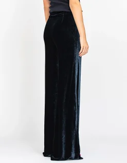 Wide-Leg Samt-Hose mit Seidenanteil