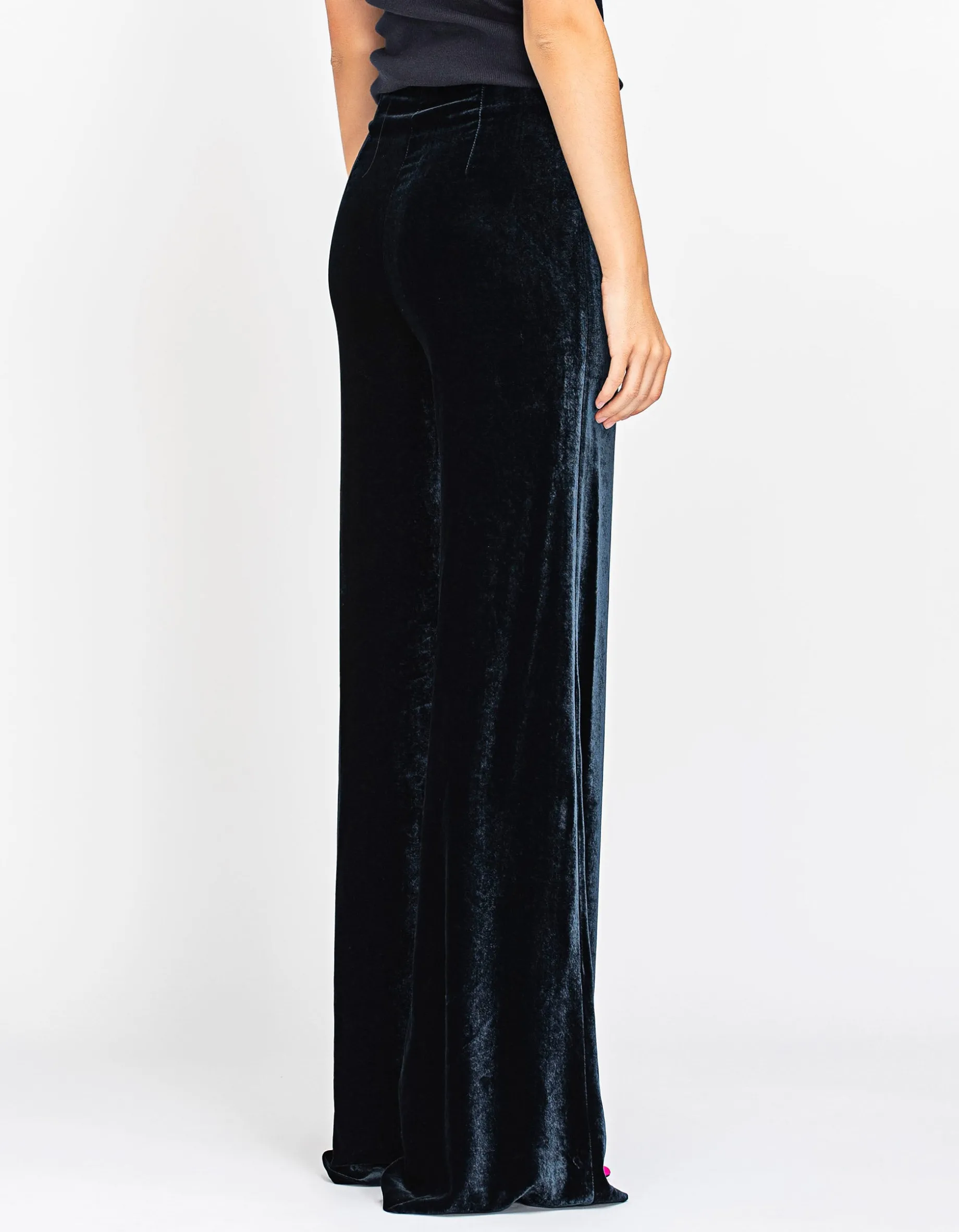Wide-Leg Samt-Hose mit Seidenanteil