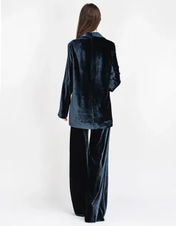 Wide-Leg Samt-Hose mit Seidenanteil