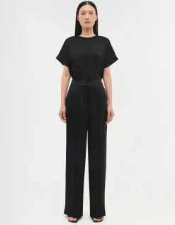 Wide-Leg Satin-Hose