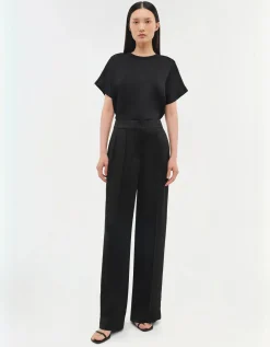 Wide-Leg Satin-Hose