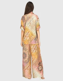 Wide-Leg Seidenhose Tallow