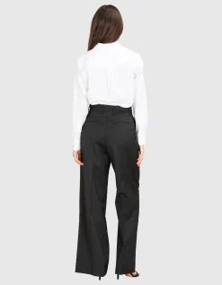 Wide-Leg Woll-Bundfaltenhose