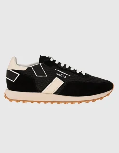 Wildleder-Sneaker mit Mesh-Details