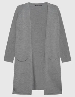 Woll-Cardigan mit aufgerolltem Saum