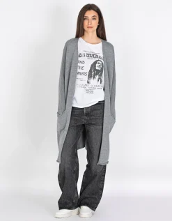 Woll-Cardigan mit aufgerolltem Saum