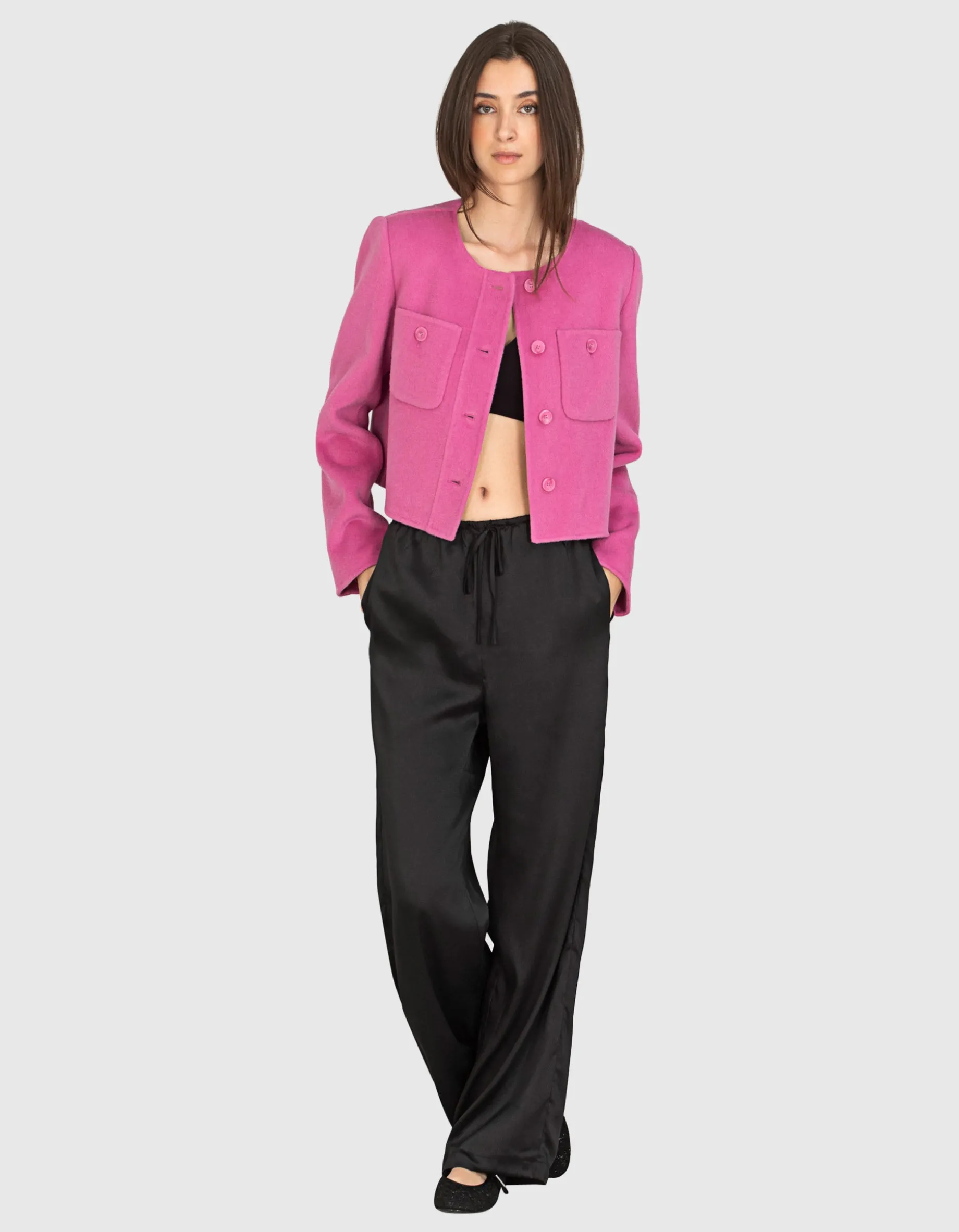 Woll-Kaschmir-Mix Blazer-Jacke mit Brusttaschen