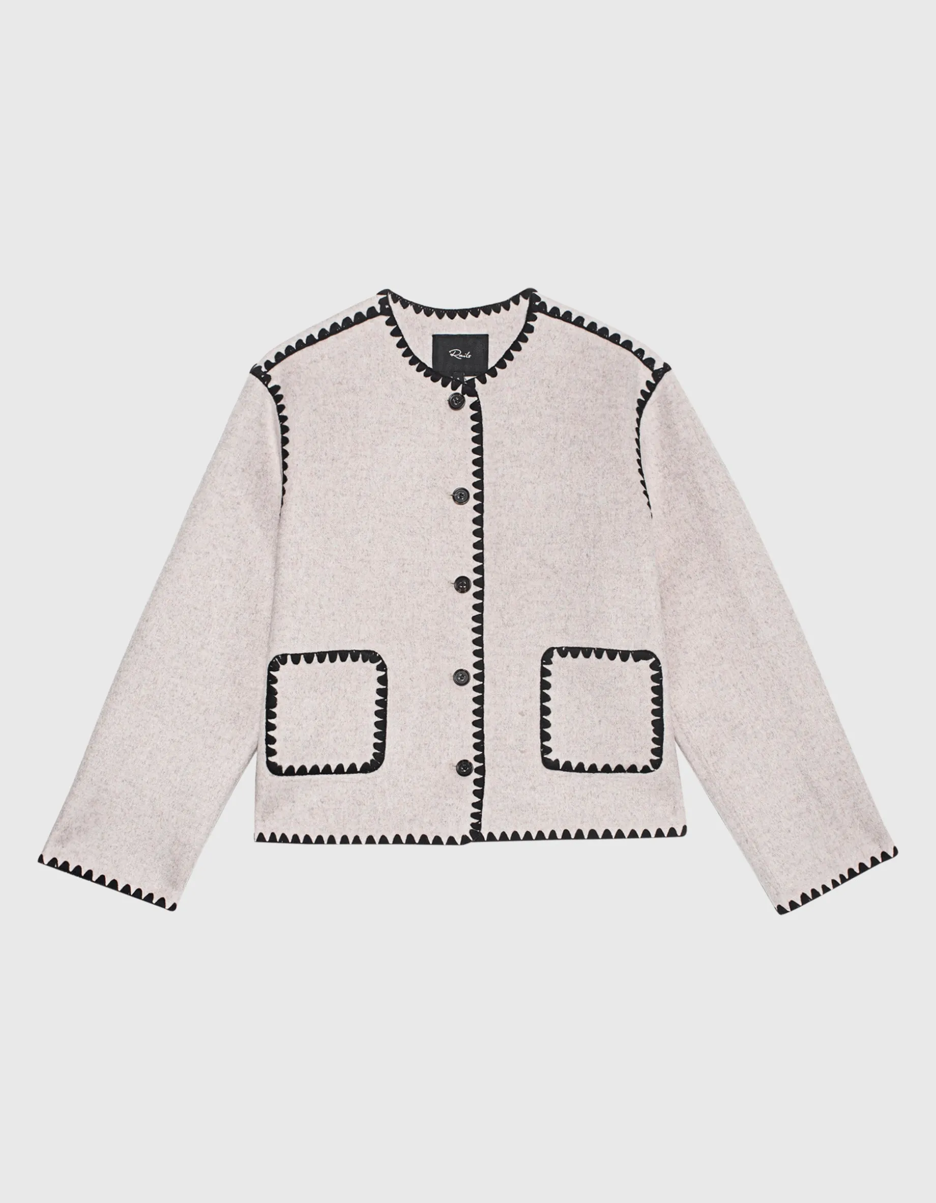 Woll-Mix Boxy-Jacke mit Ziernähten
