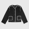Woll-Mix Boxy-Jacke mit Ziernähten