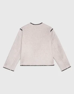 Woll-Mix Boxy-Jacke mit Ziernähten