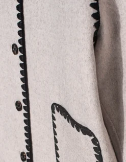 Woll-Mix Boxy-Jacke mit Ziernähten